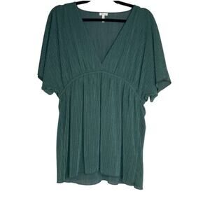 Flounce Emerald Green Kaftan Blouse Large